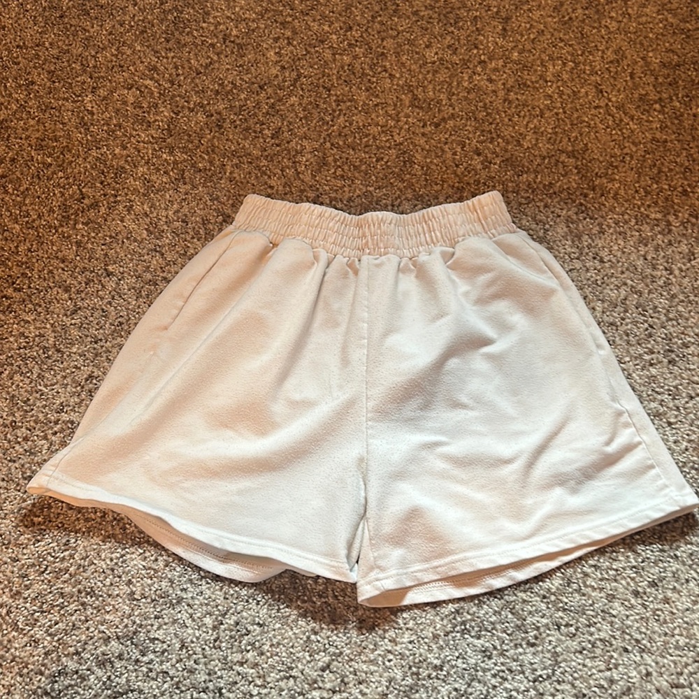 Plain, White, High Waisted, Lounge, Shorts